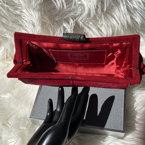 Authentic Tod’s ‘Scala Pochette’ Sera Clutch ~ in Red Pony Hair & Suede - Picture 5 of 16